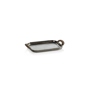 Raw Aluminum Tray with Cane Wrapped Handles