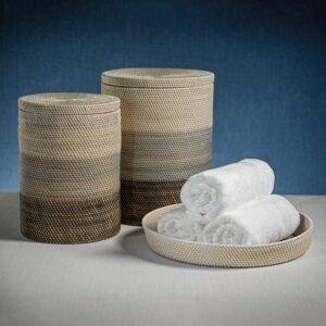 Rattan Lidded Storage Baskets