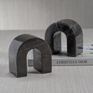 Set of 2 Black Marble Bookends