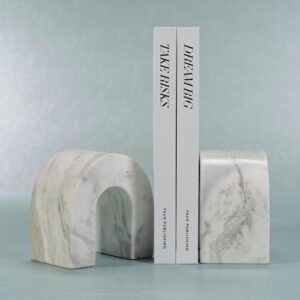 Set of 2 White Marble Bookends