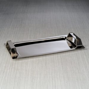 Polished Nickel Rectangular Bar Tray with Horn Trim