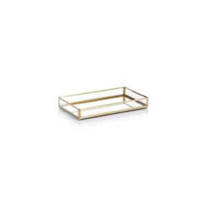 Metal Edged Mirrored Vanity Tray