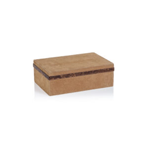 Suede Storage Box with Burl Wood Trim