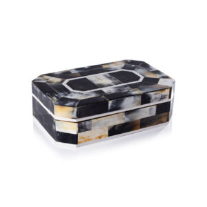 Black Horn with Ivory Trim Storage Box