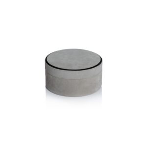 Suede Leather Round Storage Box
