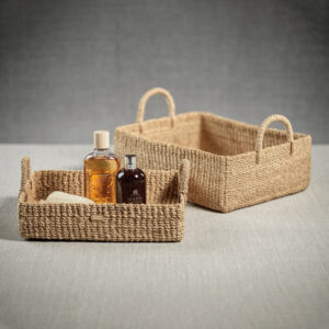 Set of 2 Abaca Rectangular Basket Trays